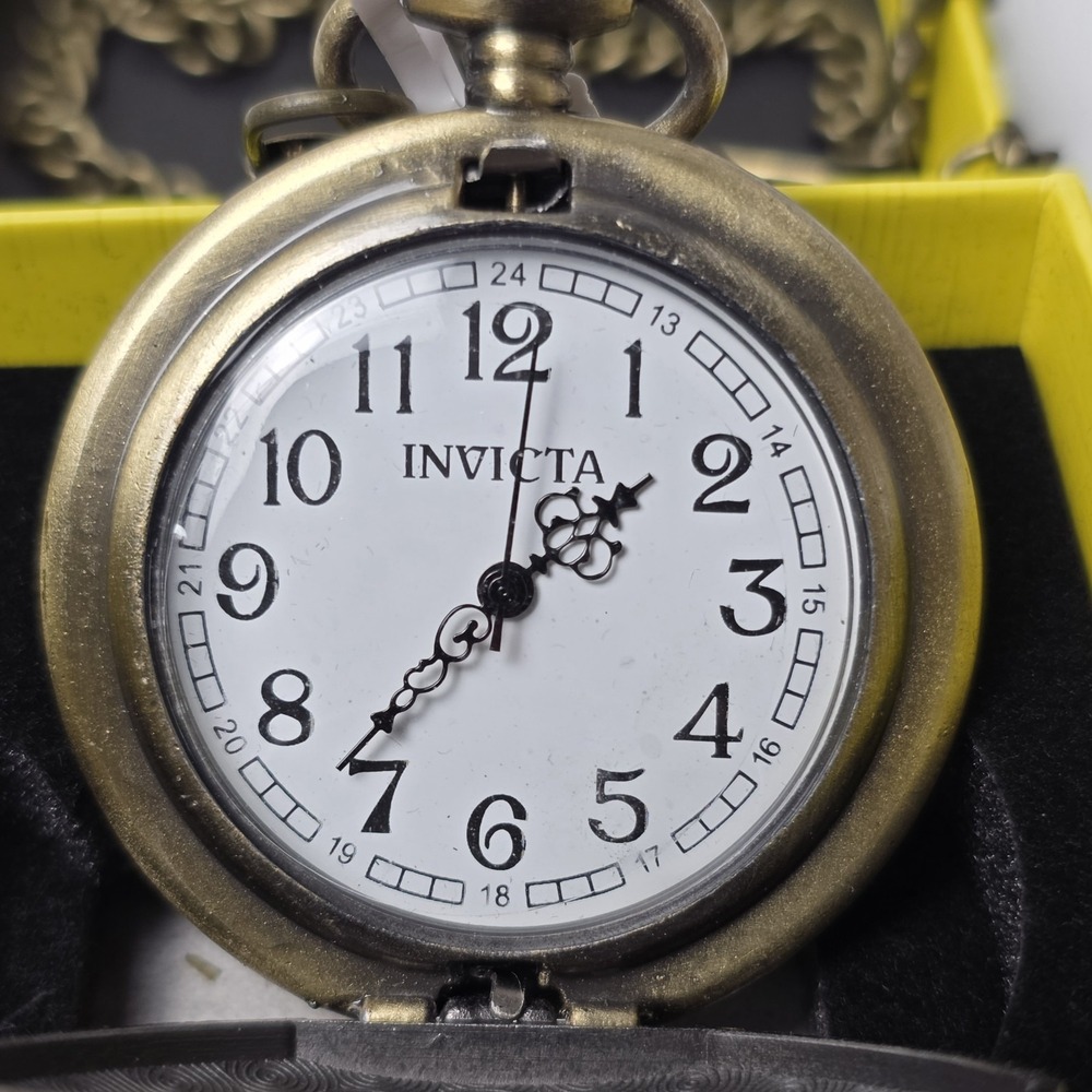 NEW Invicta Vintage Locomotive Pocket Watch - 47mm, Bronze (49004) #0504 - Picture 2 of 4